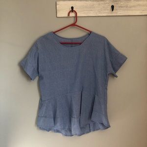 Blue striped peplum top